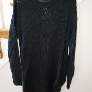 Black distressed sweater dress
